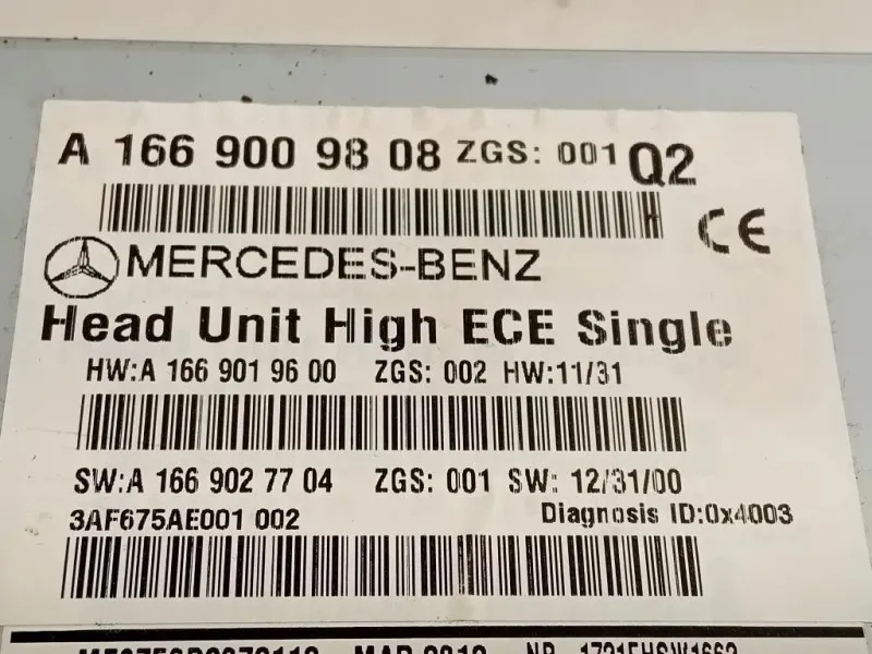 Unità Autoradio A166 900 98 08 NO CODICE SBLOCCO Mercedes Classe ML W166 2012