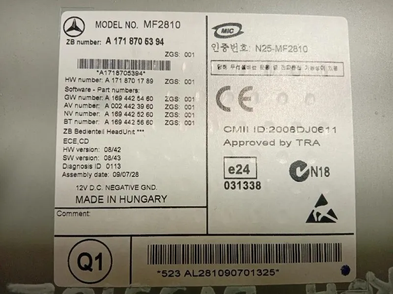 Unità Autoradio A1718705394 Mercedes Classe SLK R171 2004