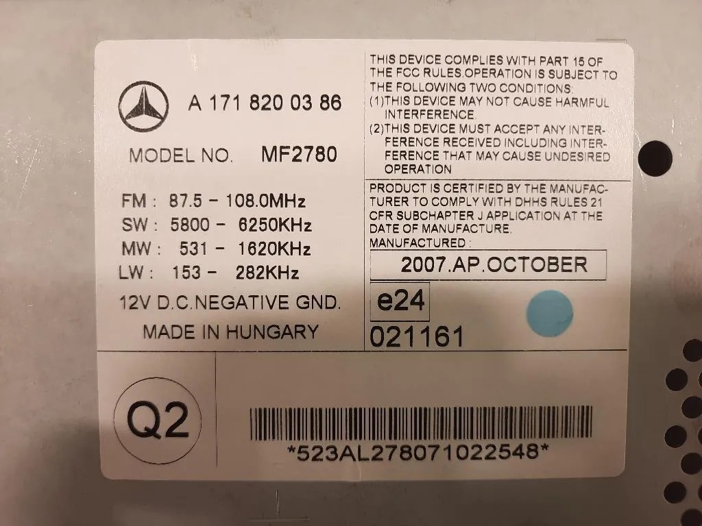 Unità Autoradio A1719000600 Mercedes Classe SLK R171 2004