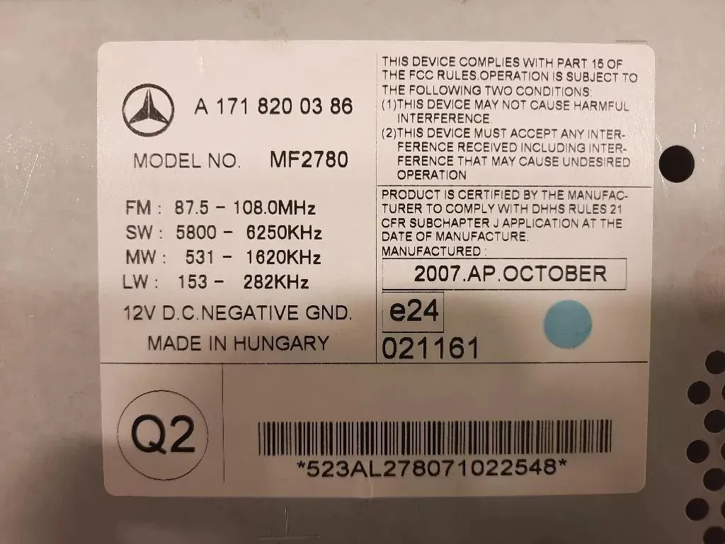 Unità Autoradio A1719000600 Mercedes Classe SLK R171 2004