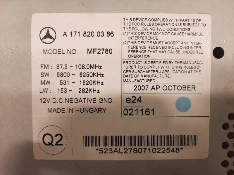 Unità Autoradio A1719000600 Mercedes Classe SLK R171 2004