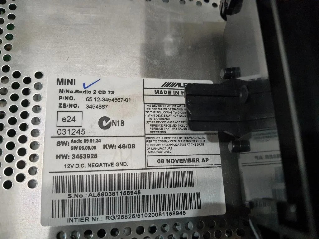 Unità Autoradio 65123454567 Mini MINI Cooper R56 2007