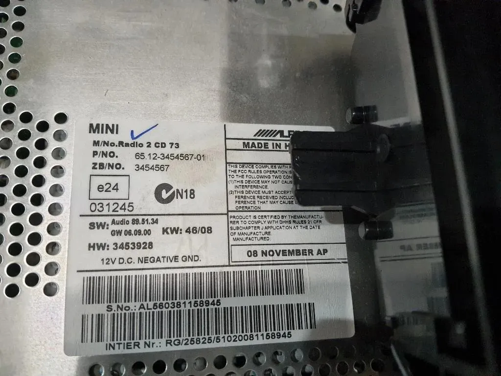 Unità Autoradio 65123454567 Mini MINI Cooper R56 2007