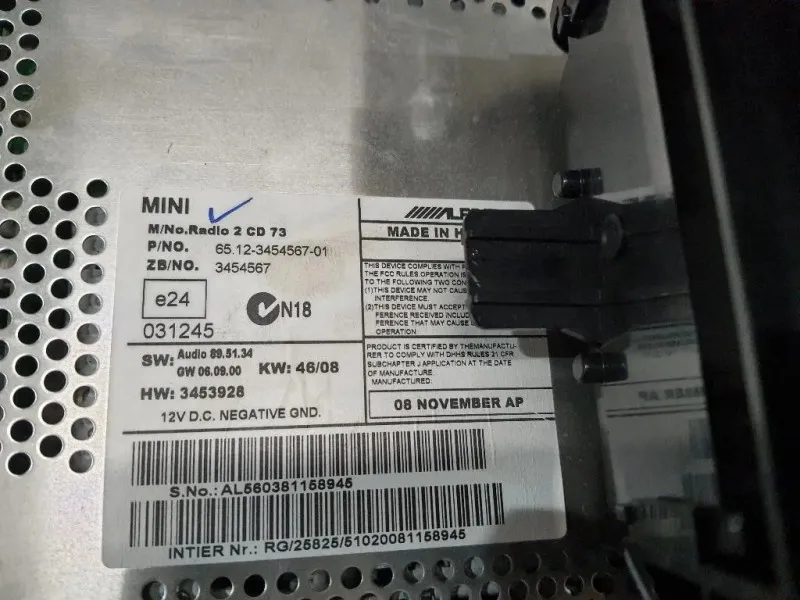 Unità Autoradio 65123454567 Mini MINI Cooper R56 2007