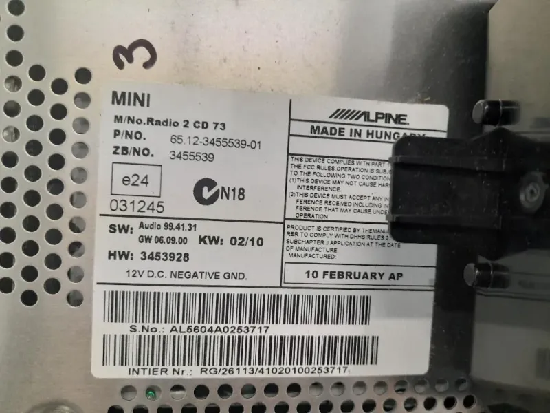 Unità Autoradio 65123455539 Mini MINI ONE R56 2007