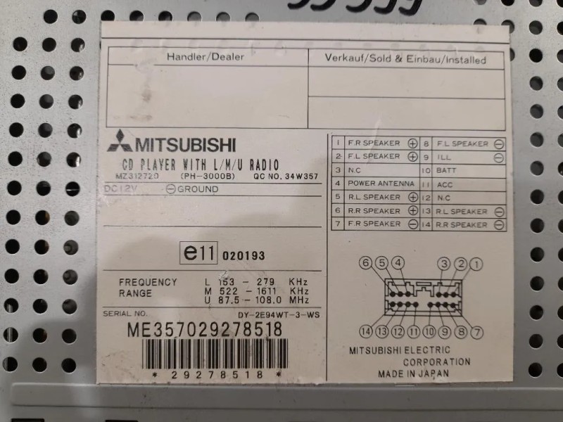 Unità Autoradio  Mitsubishi Pajero III 2000