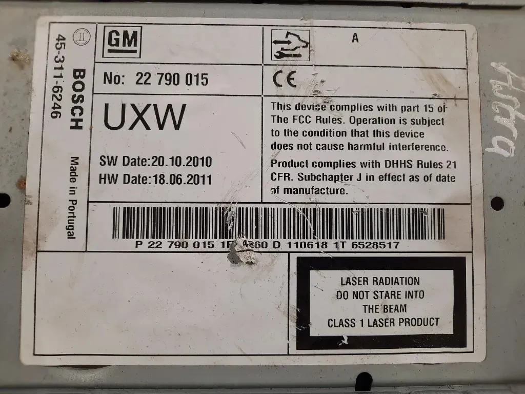 Unità Autoradio 22 790 015 Opel Astra J 2012