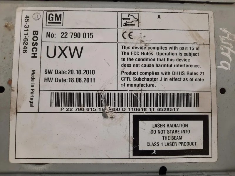 Unità Autoradio 22 790 015 Opel Astra J 2012