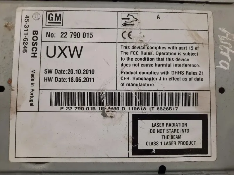 Unità Autoradio 22 790 015 Opel Astra J 2012