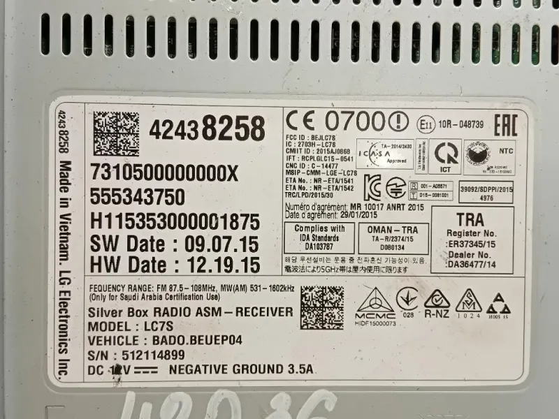 Unità Autoradio 42438258 Opel Astra K 2016