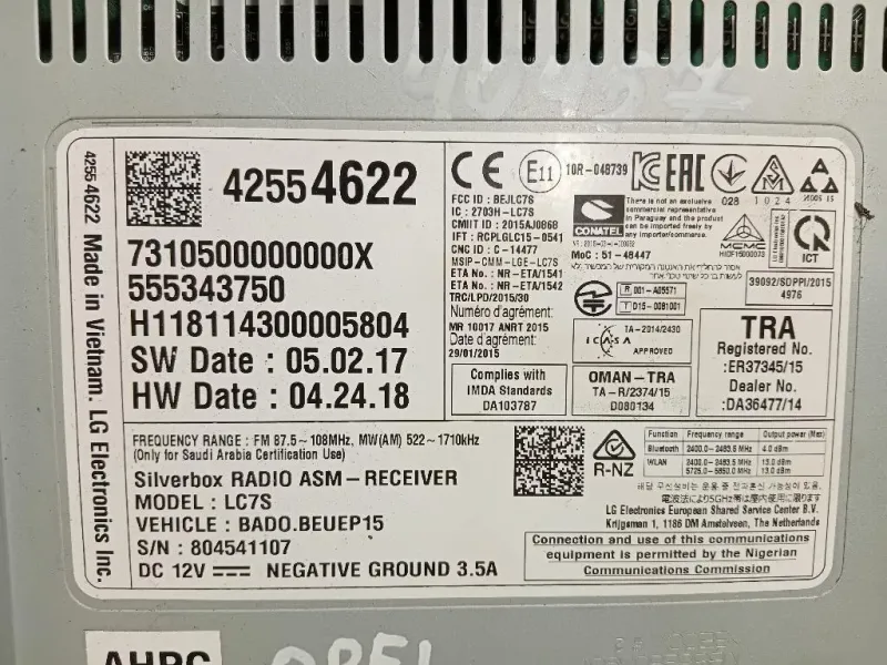 Unità Autoradio 42554622 Opel Astra K 2016