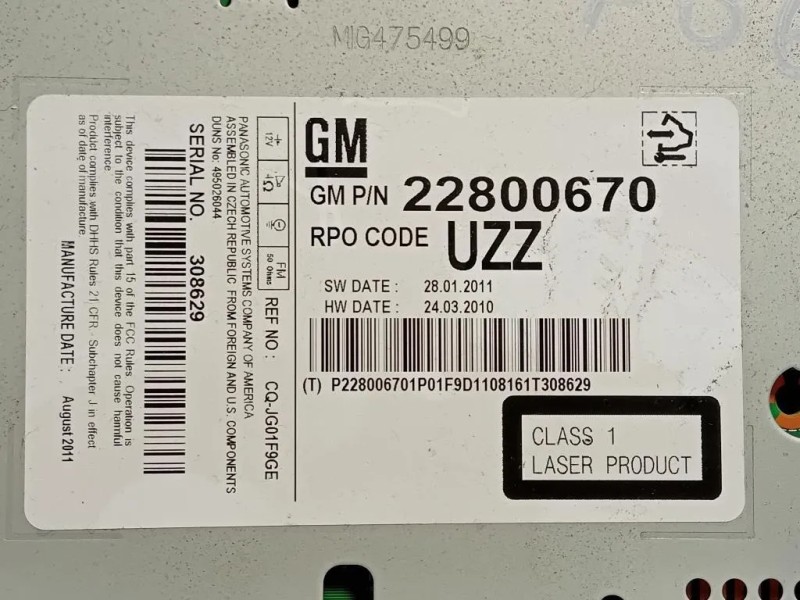 Unità Autoradio 22800670 Opel Meriva B 2014