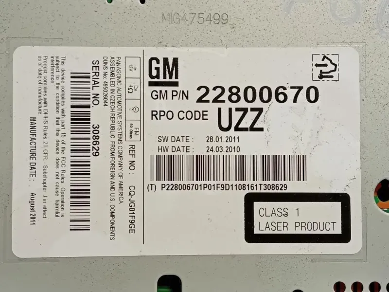 Unità Autoradio 22800670 Opel Meriva B 2014