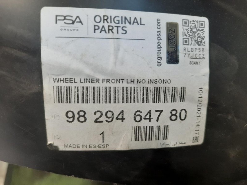 Parasassi Passaruota Interno ANT SX 9829464780 Opel Corsa E 2014