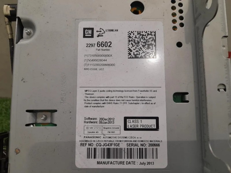 Unità Autoradio 22976602 Opel Zafira C 2012