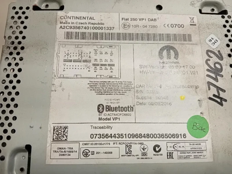 Unità Autoradio 07356443510 Peugeot Boxer III 2014