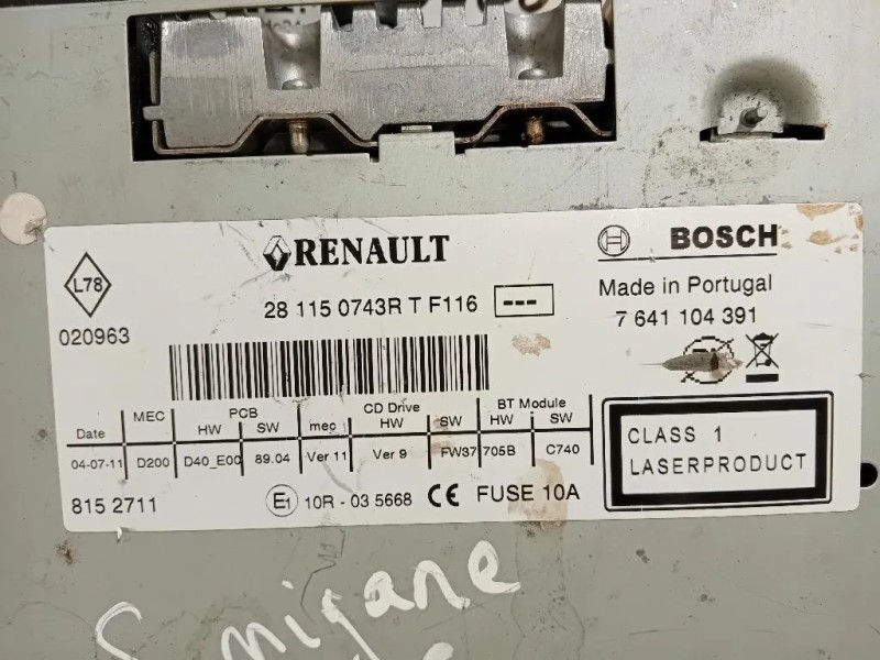 Unità Autoradio 28 115 0743R T F116 Renault Mégane III 2009