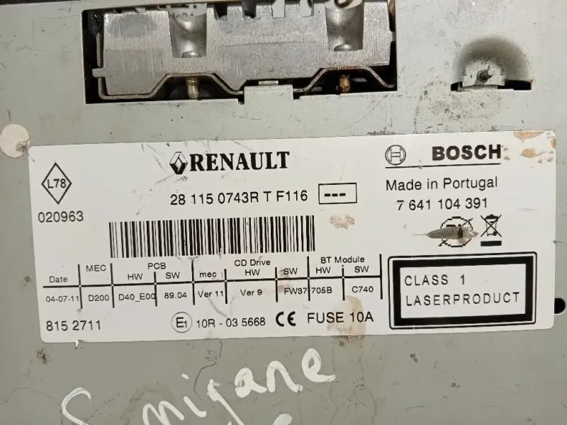 Unità Autoradio 28 115 0743R T F116 Renault Mégane III 2009