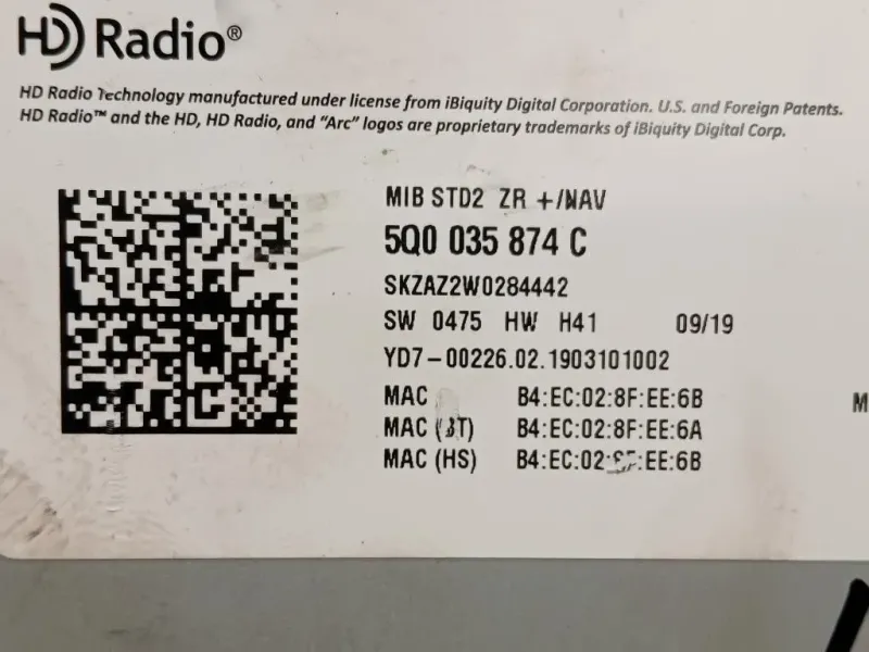 Unità Autoradio 5Q0035874 Skoda Fabia NJ3 2018