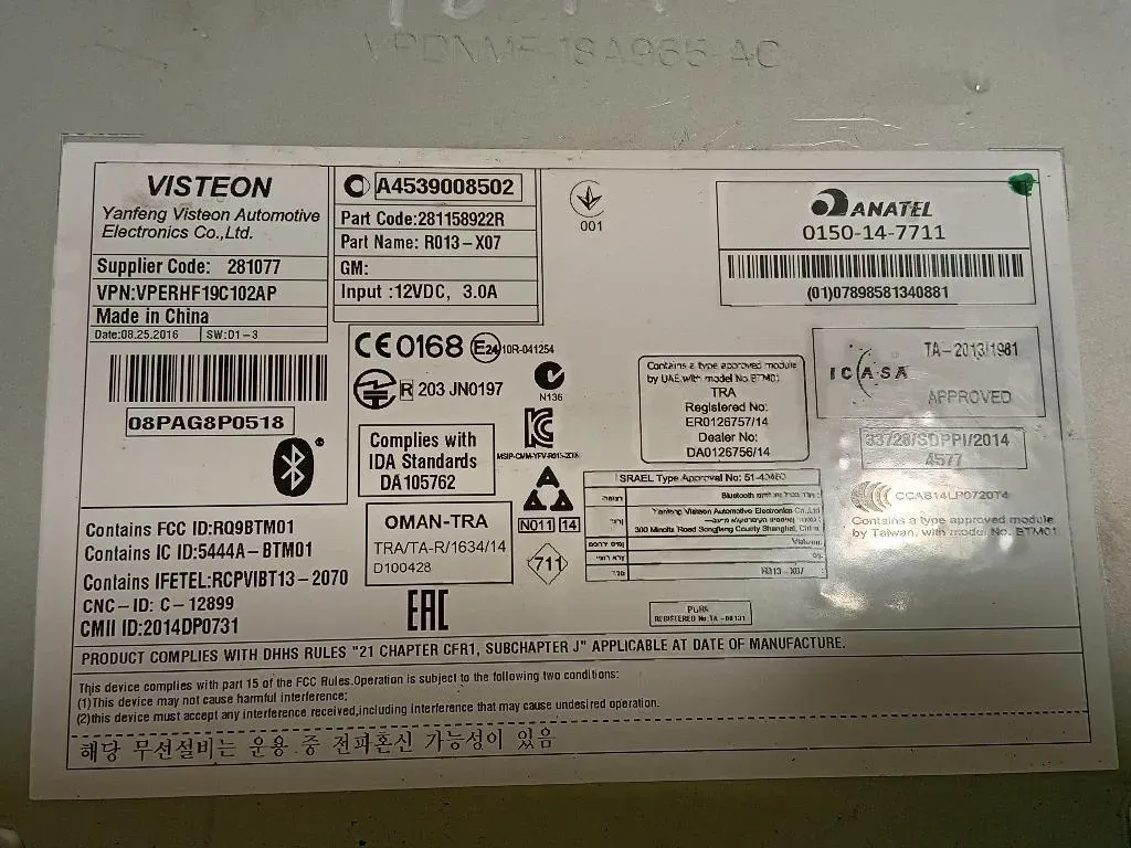 Unità Autoradio 0150-14-7711 Smart Forfour 453 2015