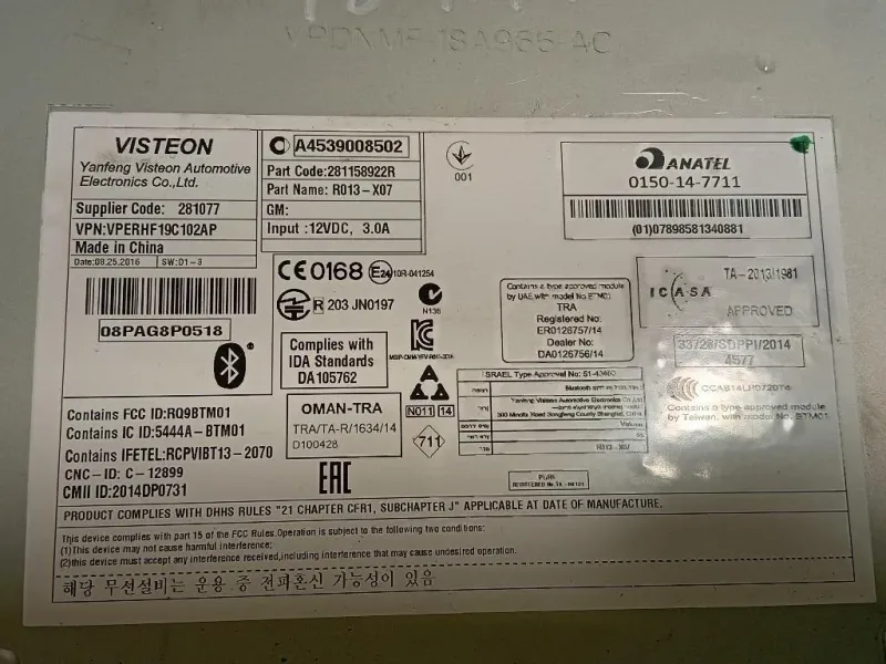 Unità Autoradio 0150-14-7711 Smart Forfour 453 2015