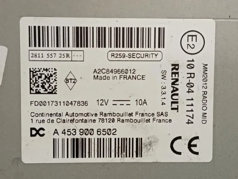 Unità Autoradio 106887 10 Smart Fortwo Cabrio 453 2015