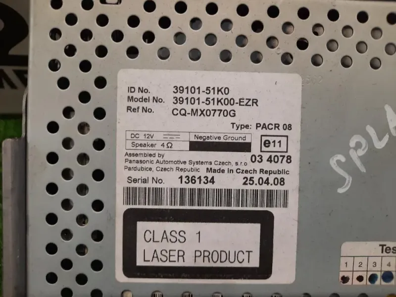 Unità Autoradio 3910151K00EZR Suzuki Splash 2008