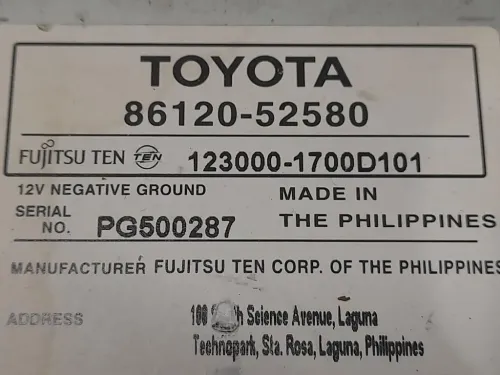 Unità Autoradio 8612052580 Toyota Urban Cruiser 2009