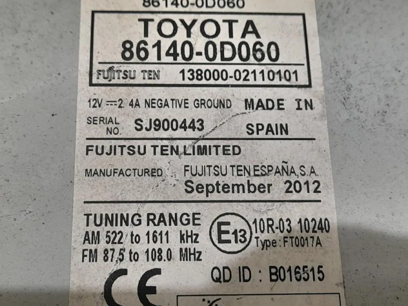 Unità Autoradio 861400D060 Toyota Yaris IV 2012