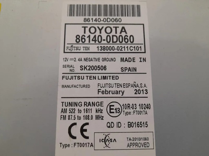Unità Autoradio 861400D660 Toyota Yaris IV 2014
