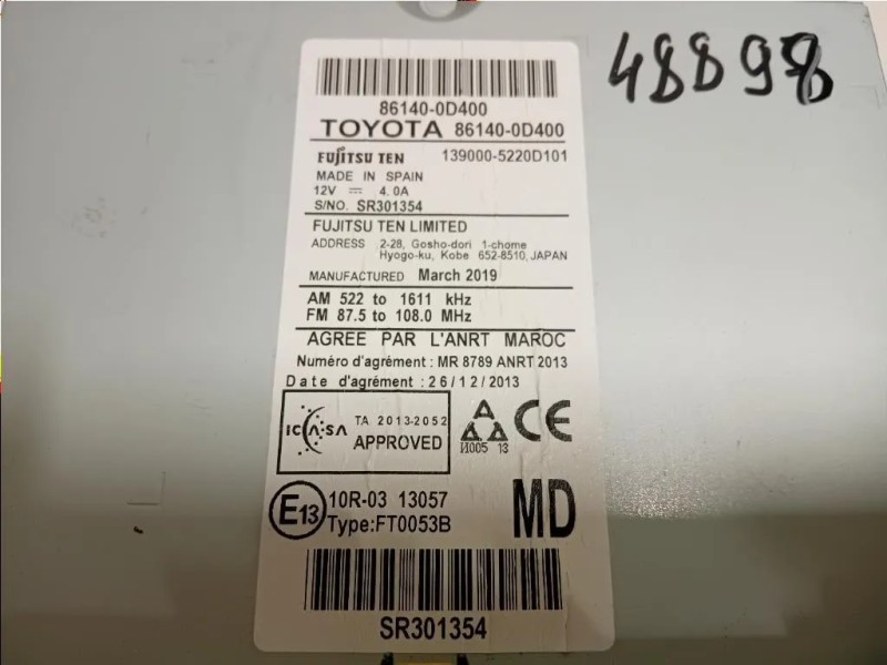 Unità Autoradio 86140-0D400 Toyota Yaris IV 2017