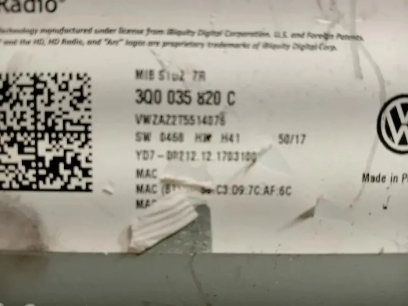 Unità Autoradio 5M0 035 186 J Volkswagen GOLF VI 2009