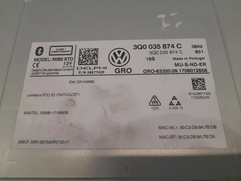 Unità Autoradio 3Q0035874C Volkswagen GOLF VII 2017