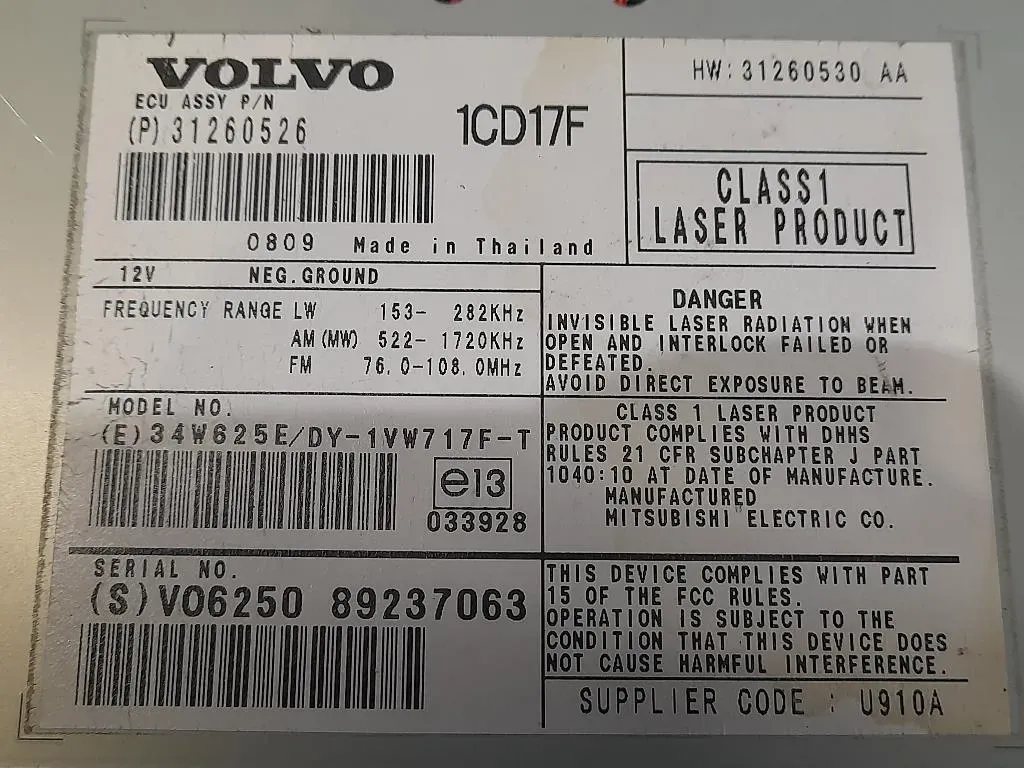 Unità Autoradio 31260526 Volvo S40 II 2004
