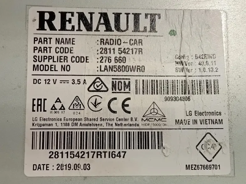 Unita DI Comando Multimediale 281154217R Dacia Duster II 2018