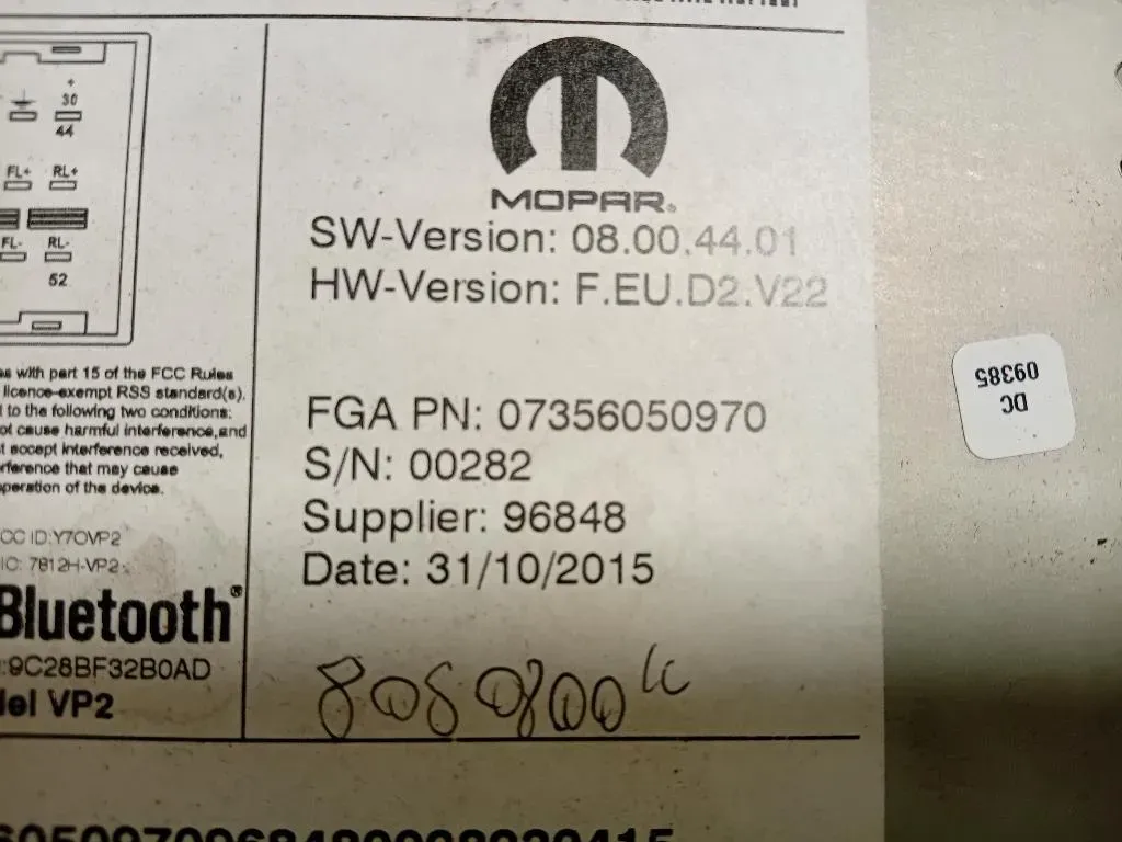 Unita DI Comando Multimediale 07356050970 Fiat 500X 2015