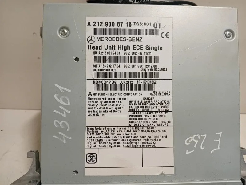 Unita DI Comando Multimediale A2129008716 Mercedes Classe E W212 2013