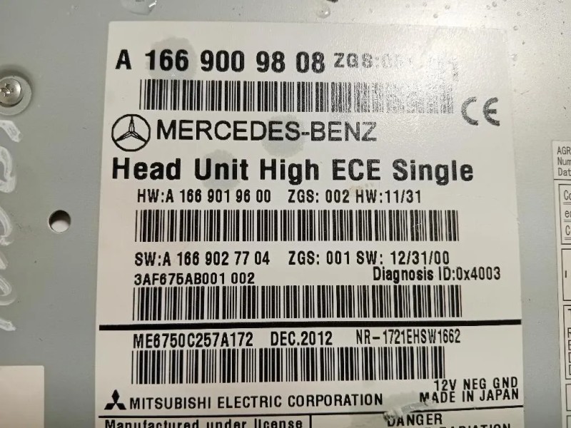 Unita DI Comando Multimediale A1669009808 Mercedes Classe ML W166 2012