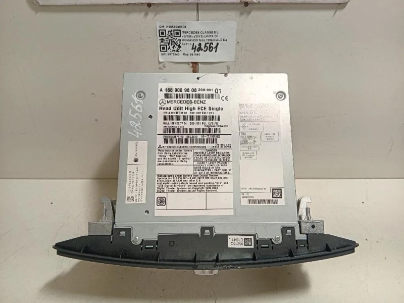 Unita DI Comando Multimediale A1669009808 Mercedes Classe ML W166 2012