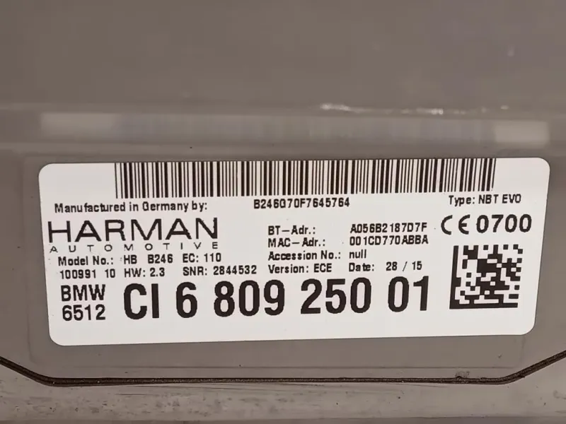 Unita DI Comando Multimediale 6809250 01 Mini MINI Cooper F56 2014