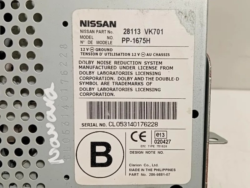 Unita DI Comando Multimediale 28113 VK701 Nissan Navara 2005