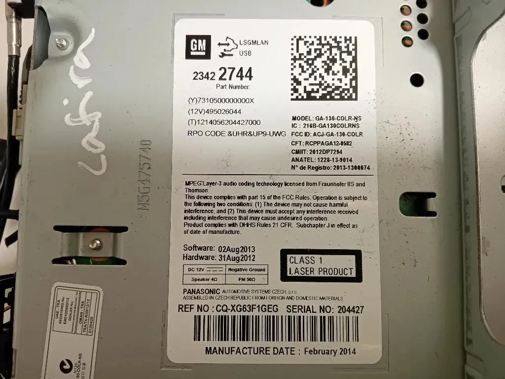 Unita DI Comando Multimediale 23422744 Opel Zafira C 2012