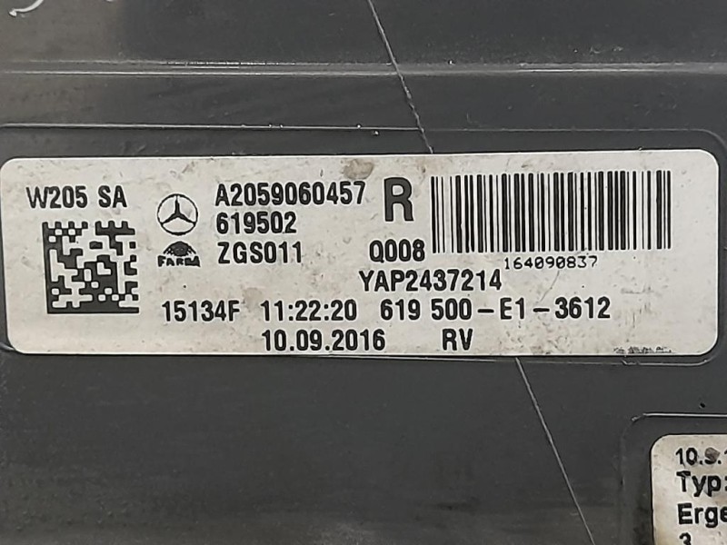 Fanale POST DX A2059060457 Mercedes Classe C W205 2014