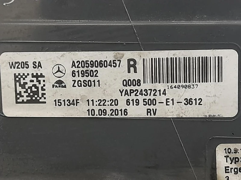 Fanale POST DX A2059060457 Mercedes Classe C W205 2014