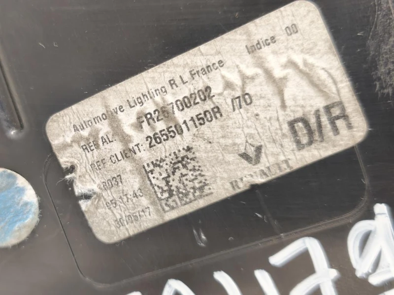 Fanale POST DX 265501150R Renault Mégane IV 2016