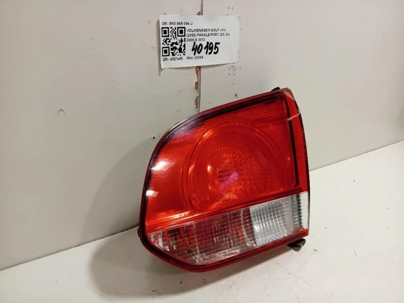 Fanale POST DX 5K0 945 094 J Volkswagen GOLF VI 2009