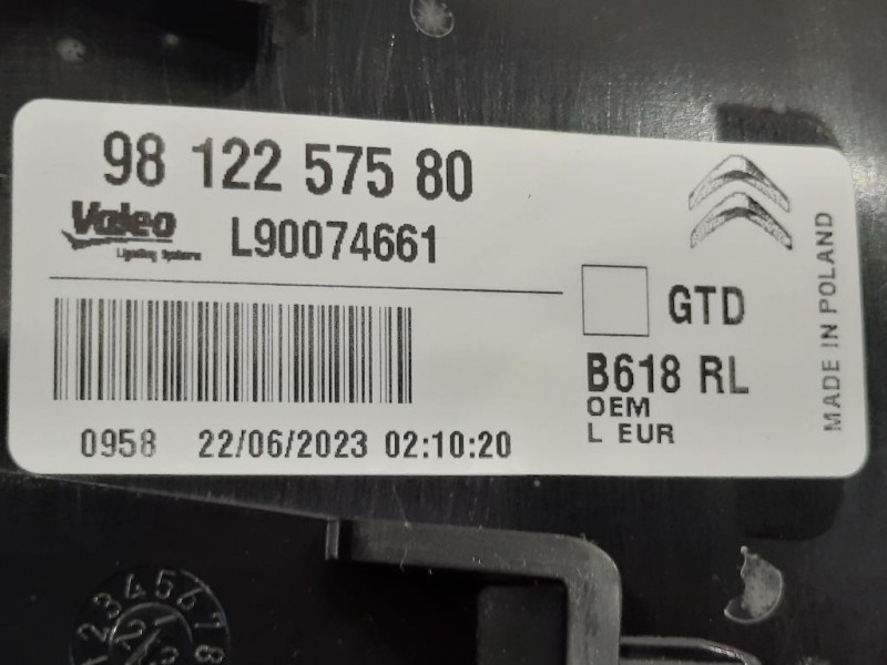 Fanale POST SX 98 122 575 80 Citroen C3 III 2016