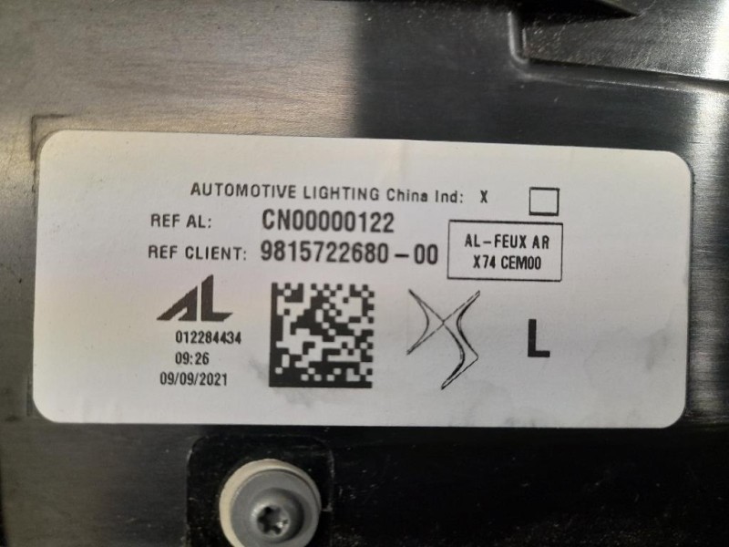 Fanale POST SX 9815722680 Citroen DS7 Crossback 2017