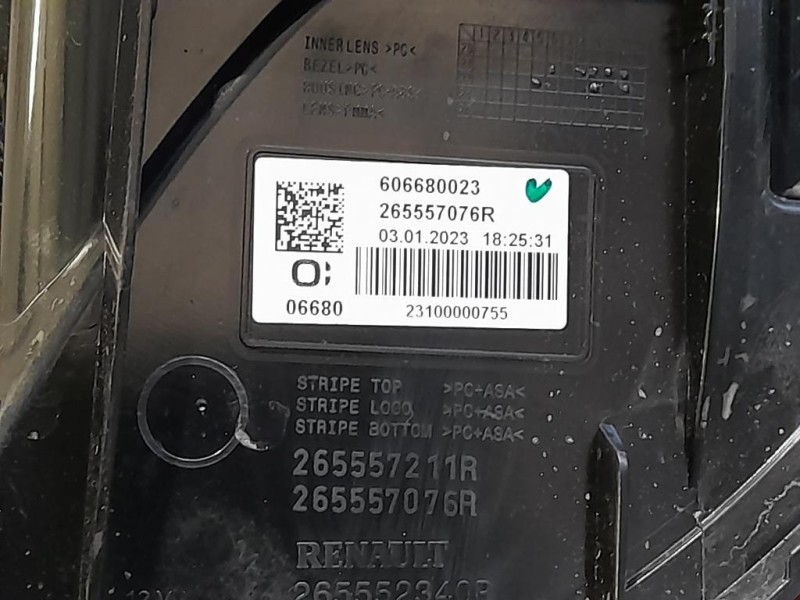 Fanale POST SX 265557211R Dacia Jogger 2022