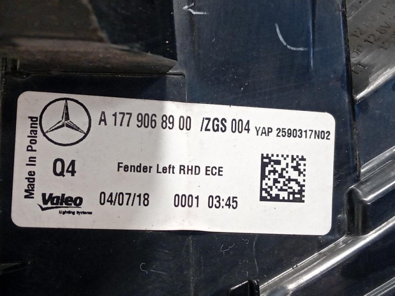 Fanale POST SX A1779068900 Mercedes Classe A W177 2018
